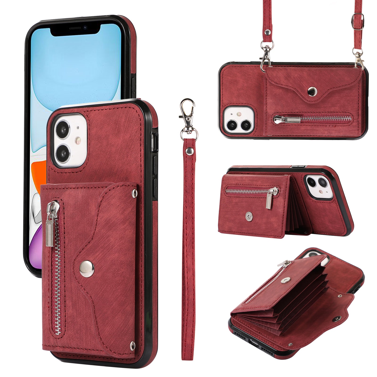 PU Leather+TPU Cover for iPhone 11 RFID Blocking Card Bag Phone Case with Kickstand PU Leather+TPU Cover for iPhone 11 RFID Blocking Card Bag Phone Case with Kickstand